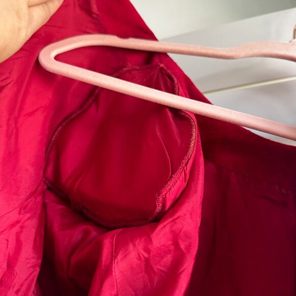 Vintage 80s Pia Rucci Gold Studded Red Suede Leather Dress size 14 - Picture 14 of 16